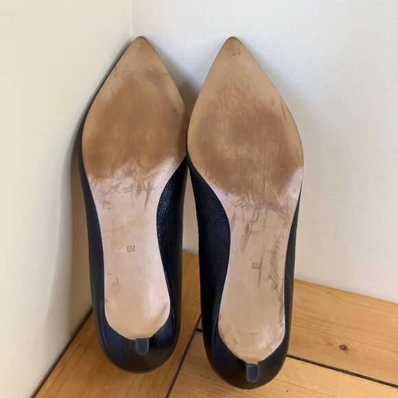 Via Spiga Leather Kitten Heels Black Pointed Toe Pumps Women's US 8 Shoes - Picture 6 of 7